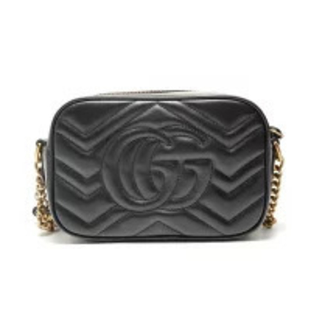 Gucci Marmont Leather Shoulder Bag Black